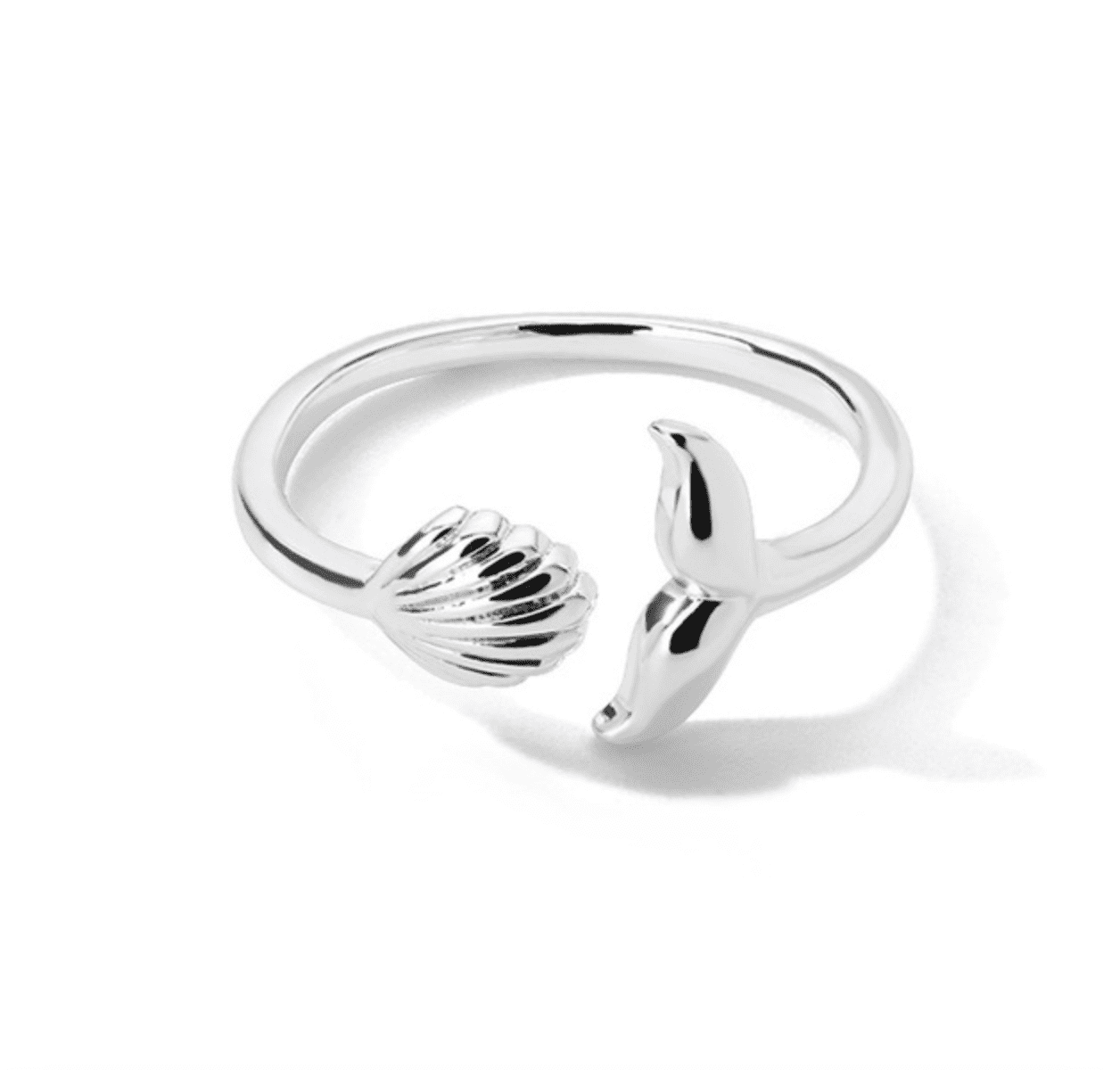 Anello Conchiglia E Coda Di Sirena Argento