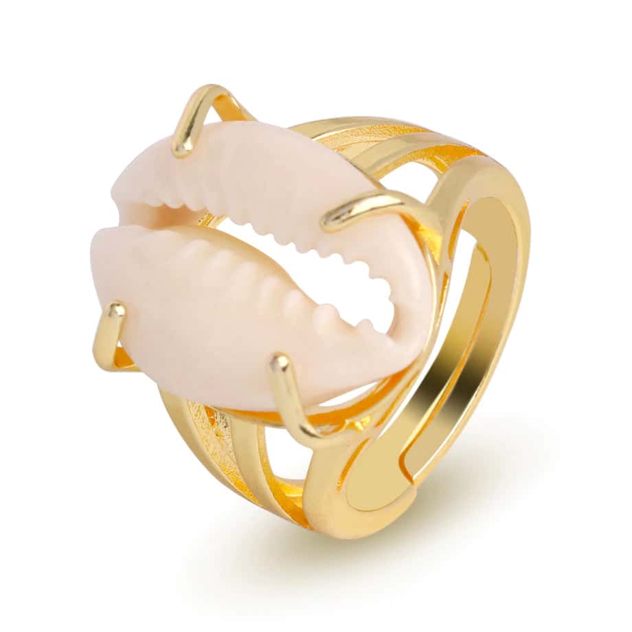 Anello Conchiglia Cauri Incastonati (Dorati)