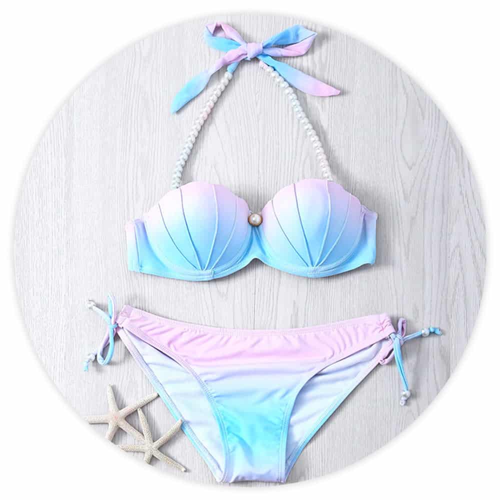 Costume Da Bagno Conchiglia Bikini Sirena Pastello