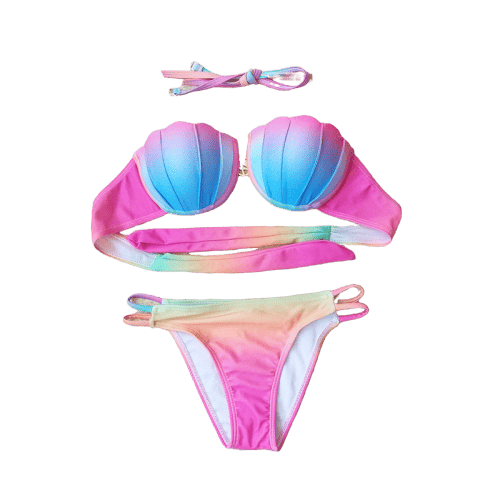 Costume Da Bagno Conchiglia Bikini Sirena Rosa Pastello