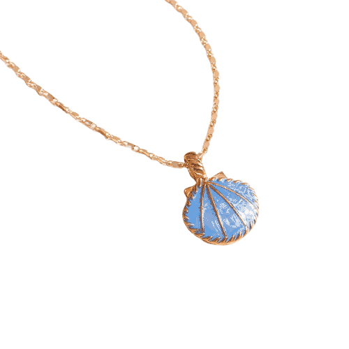 Collana Girocollo Conchiglia Smalto Blu
