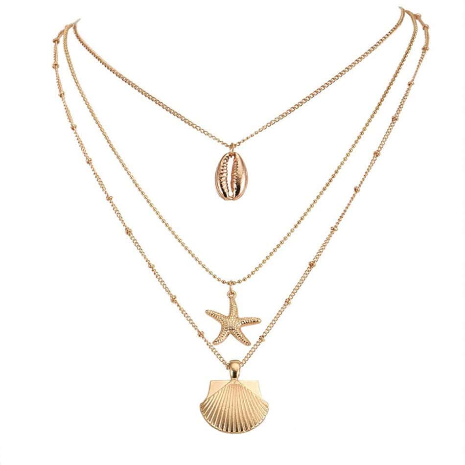 Collana Di Conchiglia Cauri, Stella Marina E Conchiglia Di San Giacomo