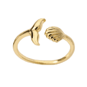 Anello Conchiglia E Coda Di Sirena Dorata