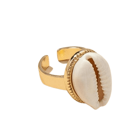 Anello Conchiglia Cauri Bianco (Dorato)