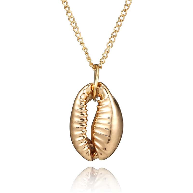 Collana Di Conchiglia Ciondolo Cauri Dorato