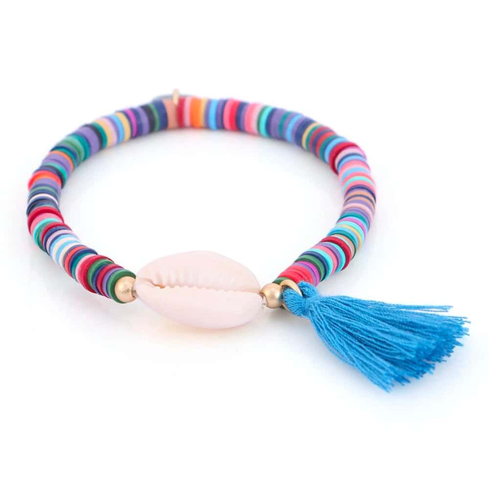 Bracciale Conchiglie Cauri Surfer Blu