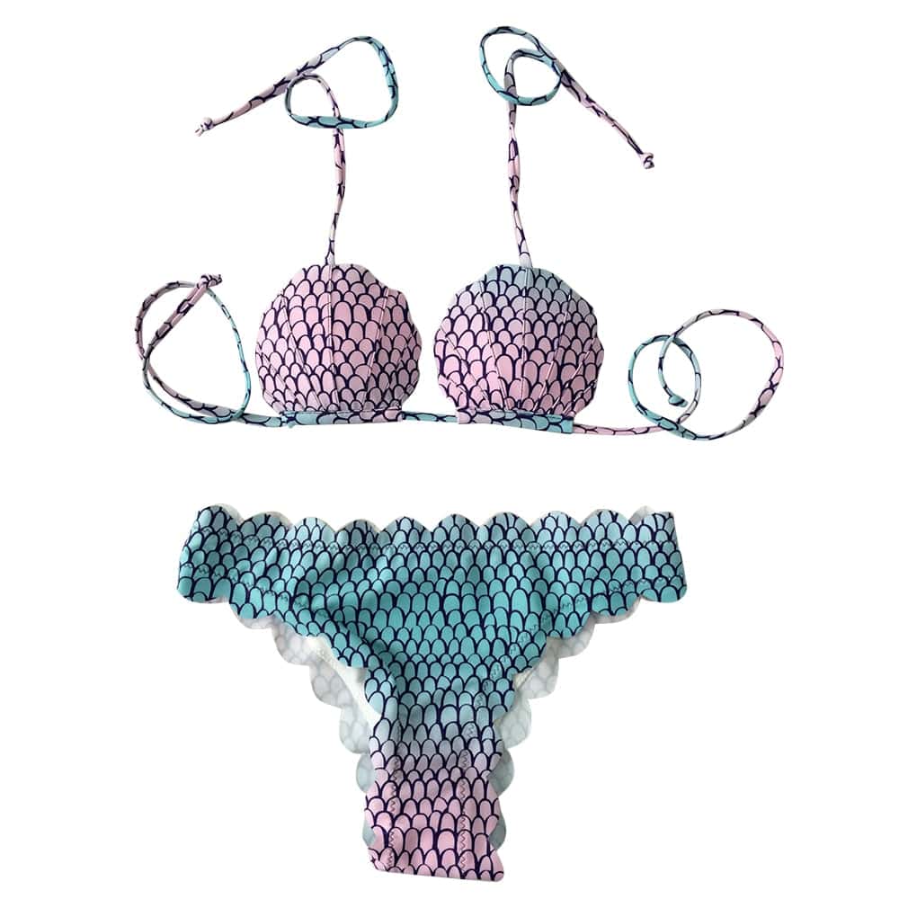 Costume Da Bagno Conchiglia Bikini Blu Sirena