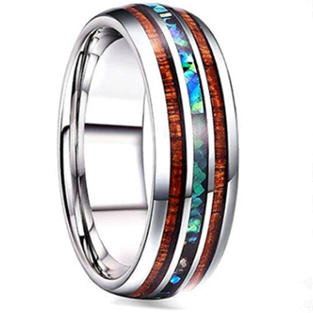 Anello Conchiglia Guscio D'Abalone E Legno