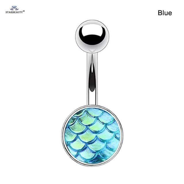 Piercing Ombelico Conchiglia Scaglie Di Sirena (Blu)