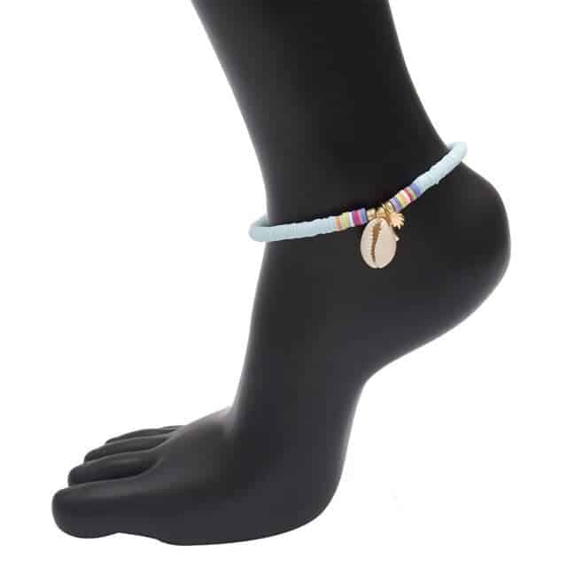 Cavigliera Conchiglie Surfer Perle Blu