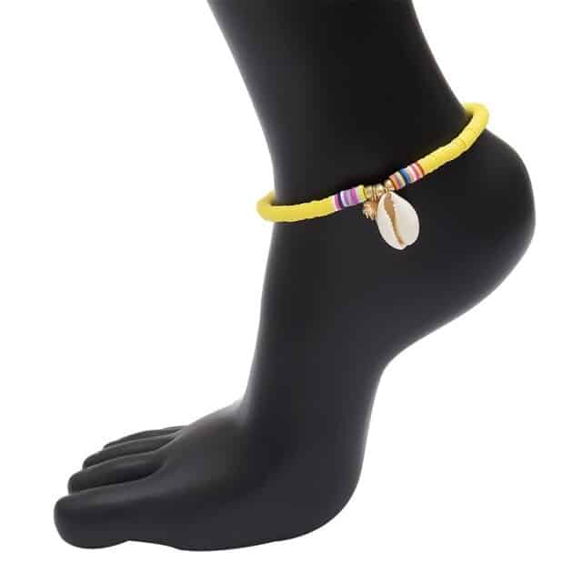 Cavigliera Conchiglie Surfer Perle Gialle
