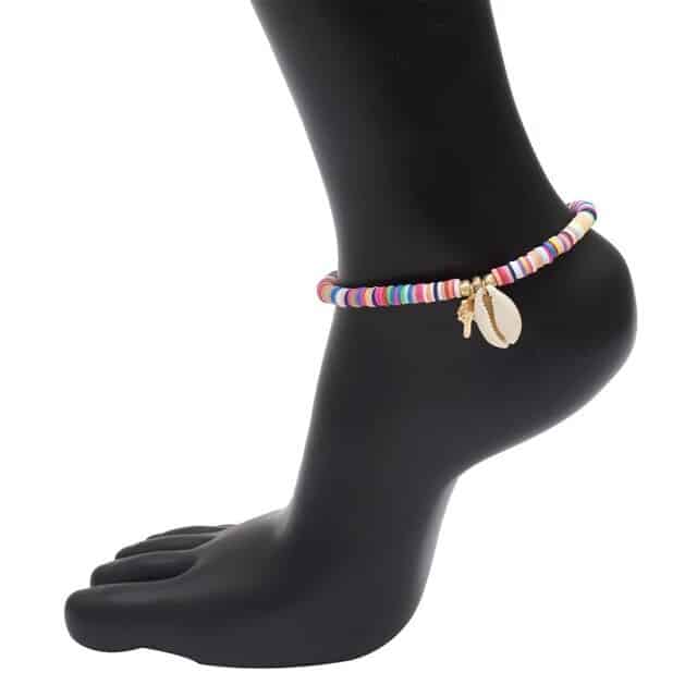 Cavigliera Conchiglie Surfer Perle Multicolori