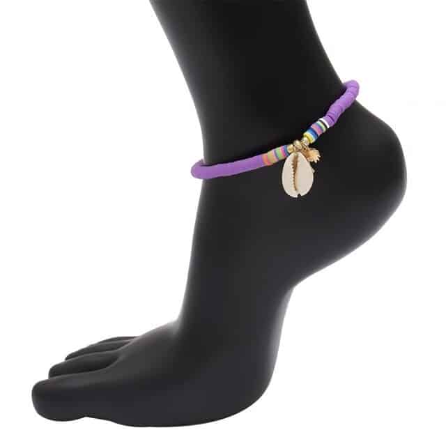 Cavigliera Conchiglie Surfer Perle Malva