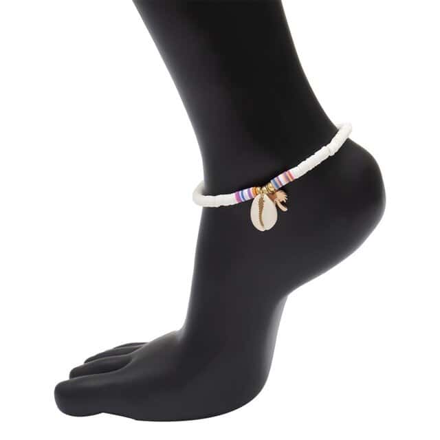 Cavigliera Conchiglie Surfer Perle Bianche