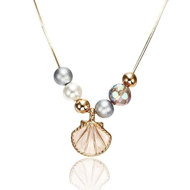 Collana Di Conchiglia Coquilles Beige E Perle