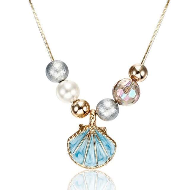 Collana Di Conchiglia Coquilles Turchese E Perle