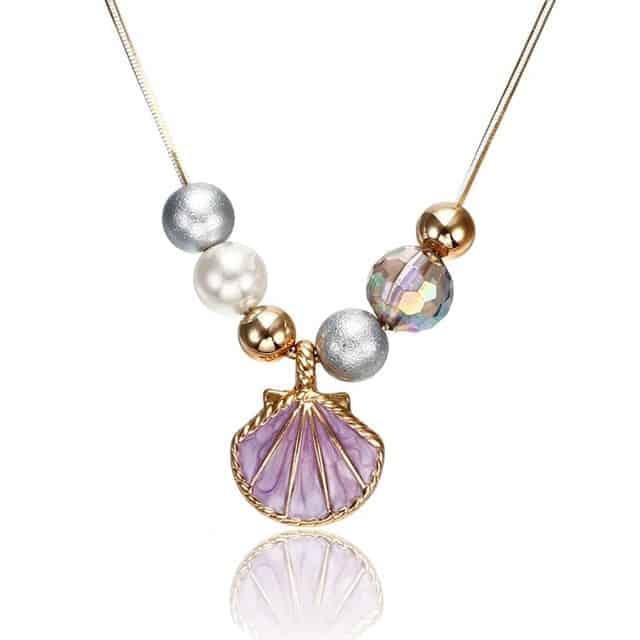 Collana Di Conchiglia Coquilles Malva E Perle