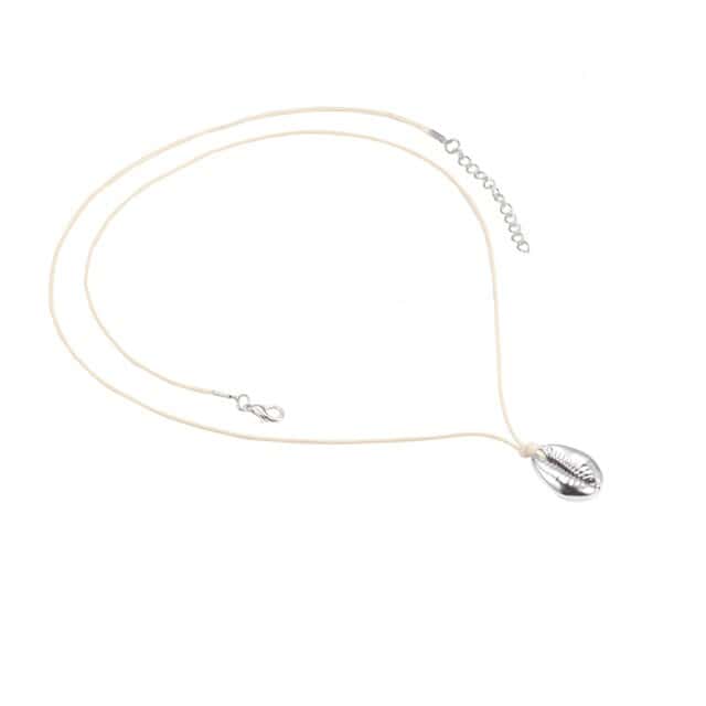 Collana Di Conchiglia Cauri Argentati Bianchi