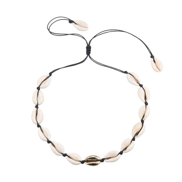 Collana Di Conchiglia Dorato E Nero