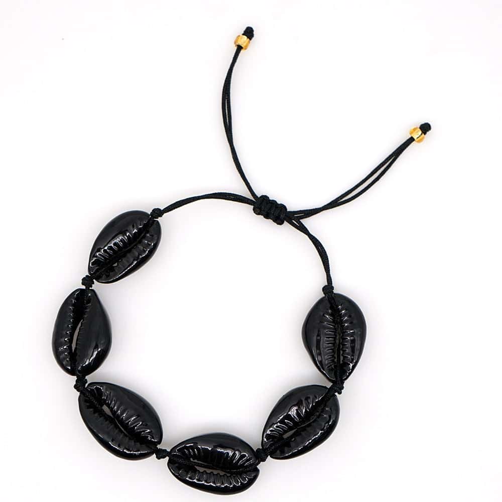Bracciale Conchiglie Cauri Nero