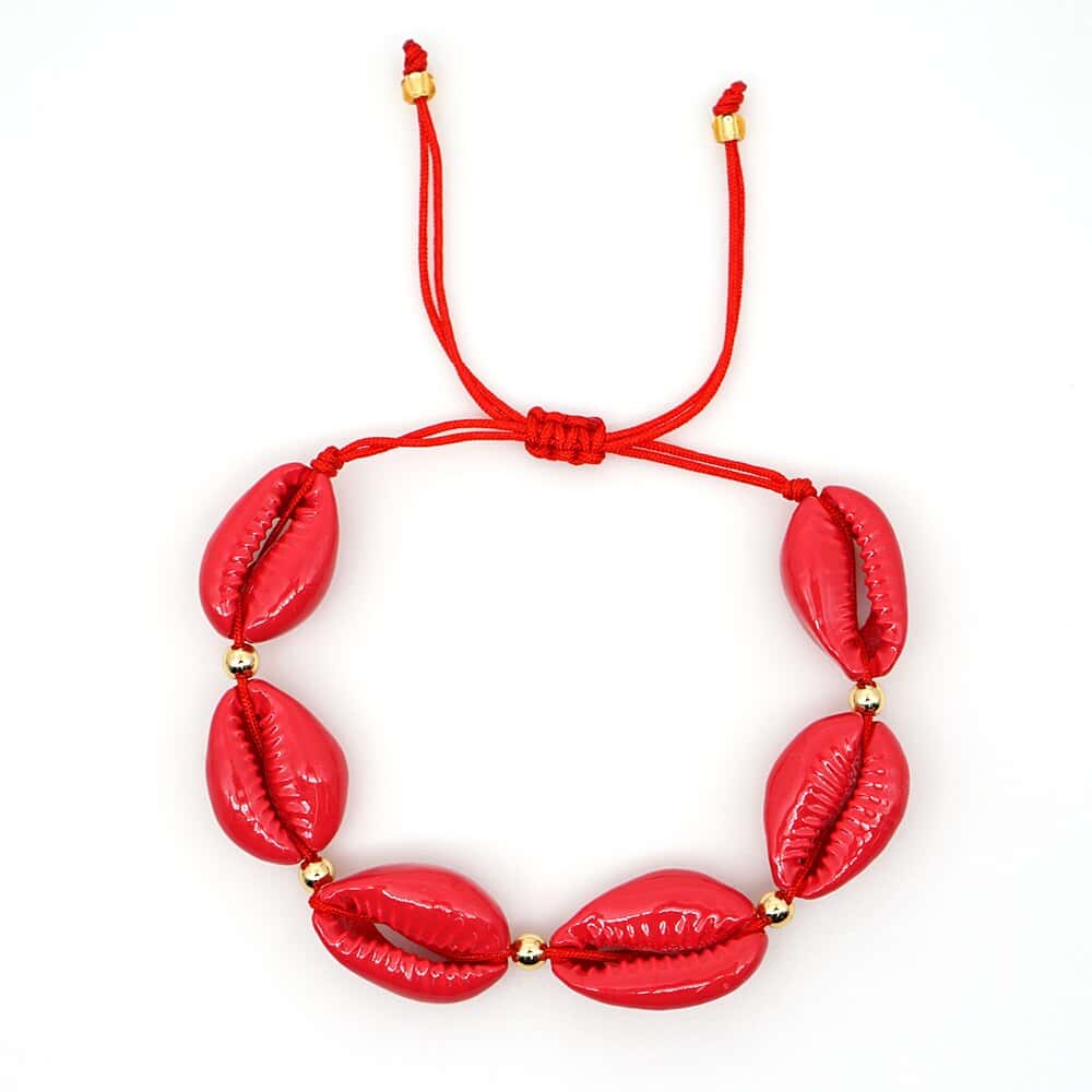 Bracciale Conchiglie Cauri Rosso