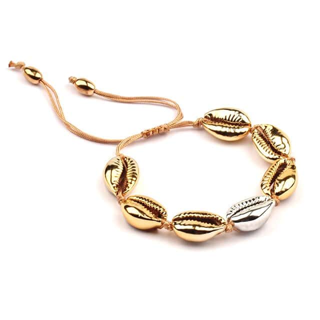 Bracciale Conchiglie Duo Cauri Dorati E Argentati