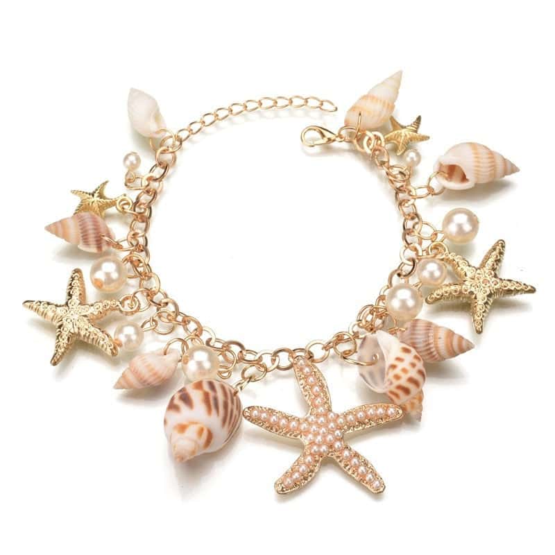 Bracciale Conchiglie Charme Con Stelle Marine E Perle