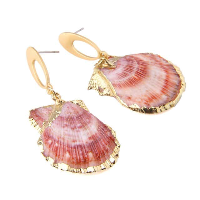 Orecchini Conchiglia Pettine Rosso