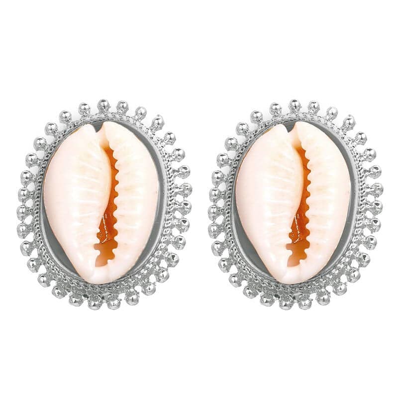Orecchini Conchiglia Cauri Incastonato (Argentato)