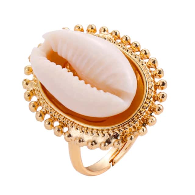 Anello Conchiglia Cauri Incastonato (Dorato)