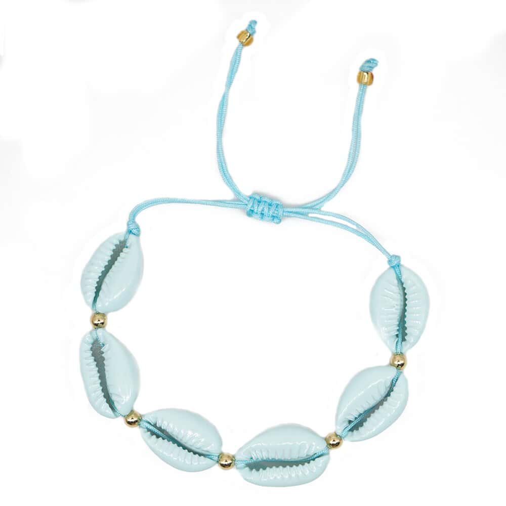 Bracciale Conchiglie Cauri Blu Pastello