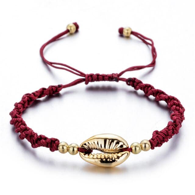 Bracciale Conchiglie Cauri Rosso E Dorato
