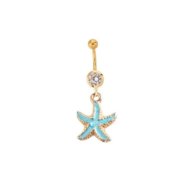 Piercing Ombelico Conchiglia Stella Marina Turchese