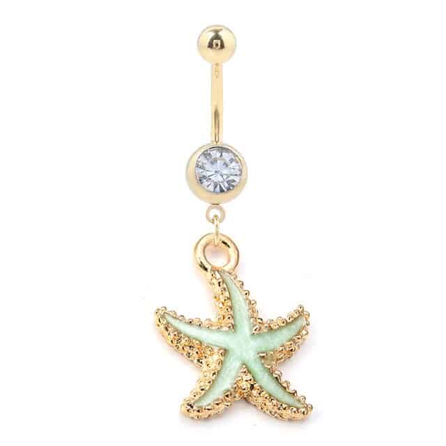 Piercing Ombelico Conchiglia Stella Marina Verde
