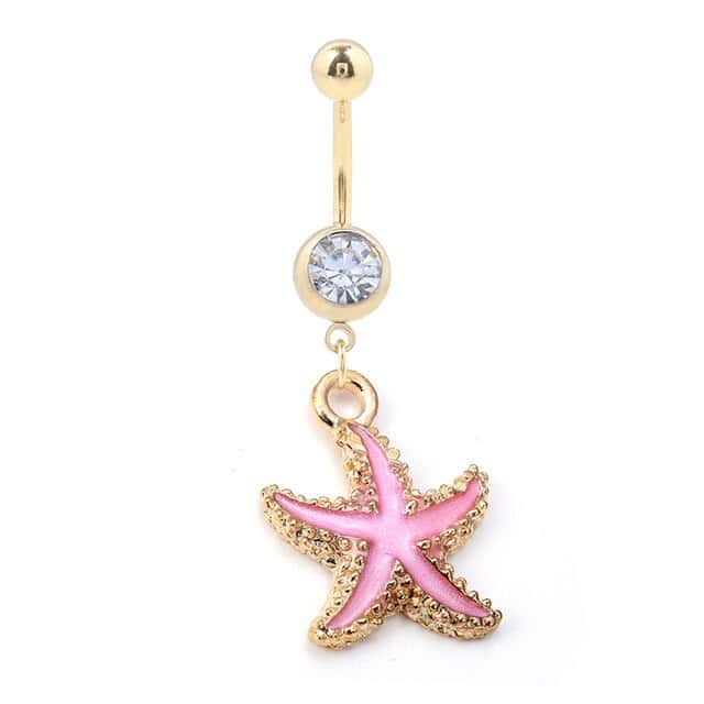 Piercing Ombelico Conchiglia Stella Marina Rosa