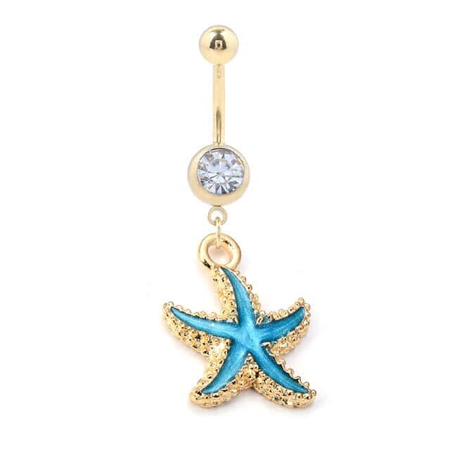 Piercing Ombelico Conchiglia Stella Marina Blu