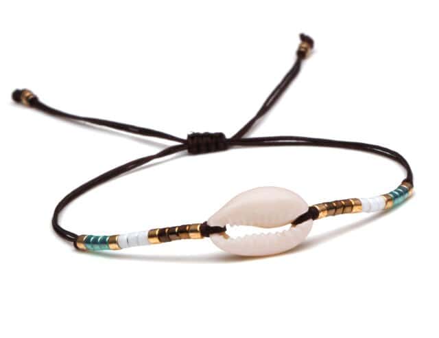 Bracciale Conchiglie Cauri Cordoncino Nero