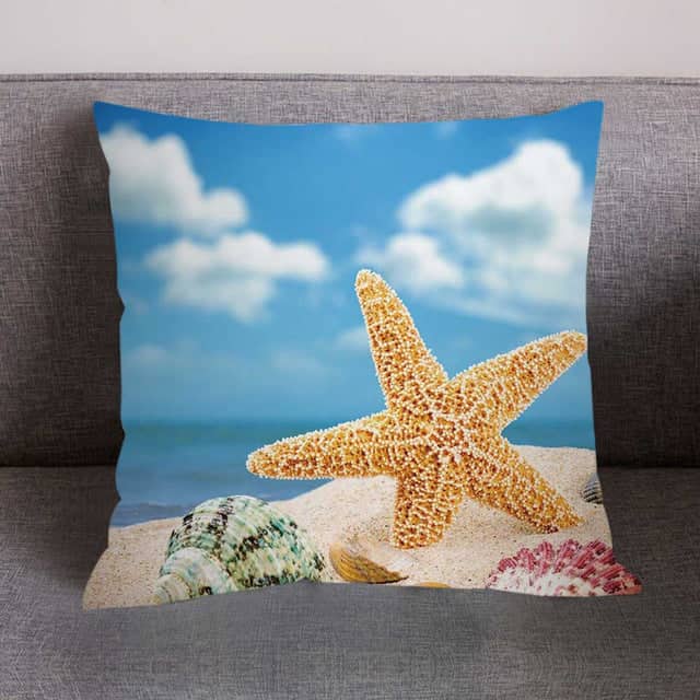 Cuscino Conchiglia Stampato Spiaggia Caraibica