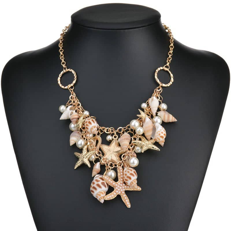 Collana Di Conchiglia Charme Con Stella Marina E Perle