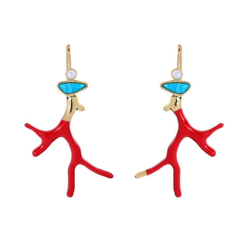 Orecchini Corallo Ramo Rosso