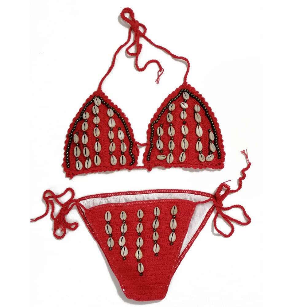 Costume Da Bagno Conchiglia Bikini Cauri Rosso