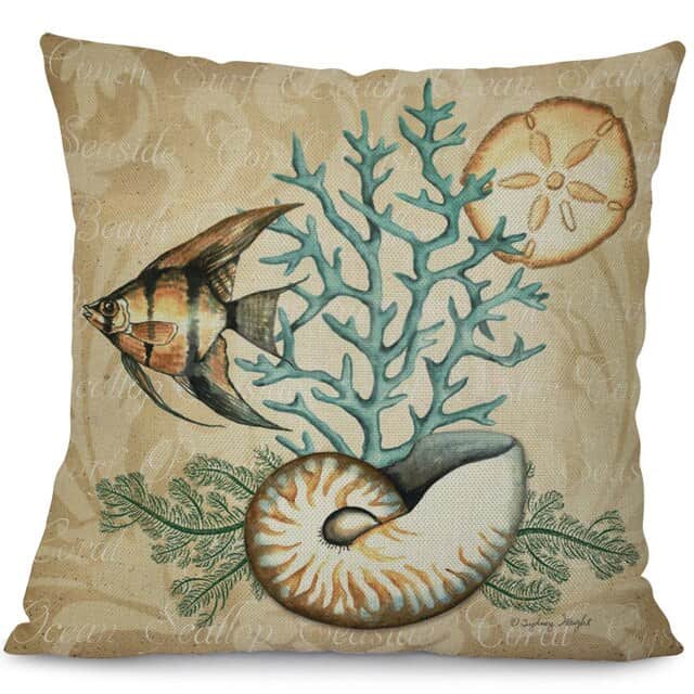 Cuscino Conchiglia Stampato Conchiglia Nautilus E Pesce