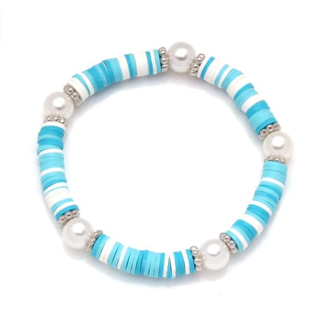 Bracciale Conchiglie Perle Piane Blu