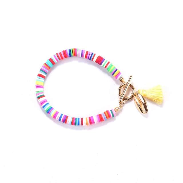 Bracciale Conchiglie Perle Piane Gialle