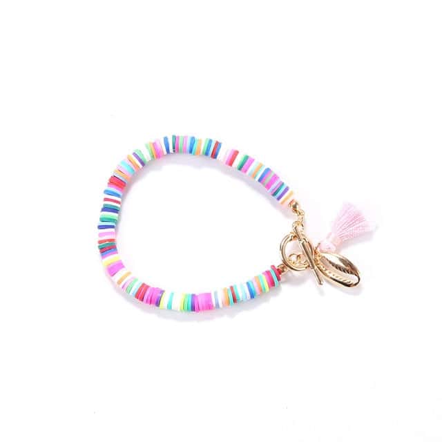 Bracciale Conchiglie Perle Piane Rosa Laguna