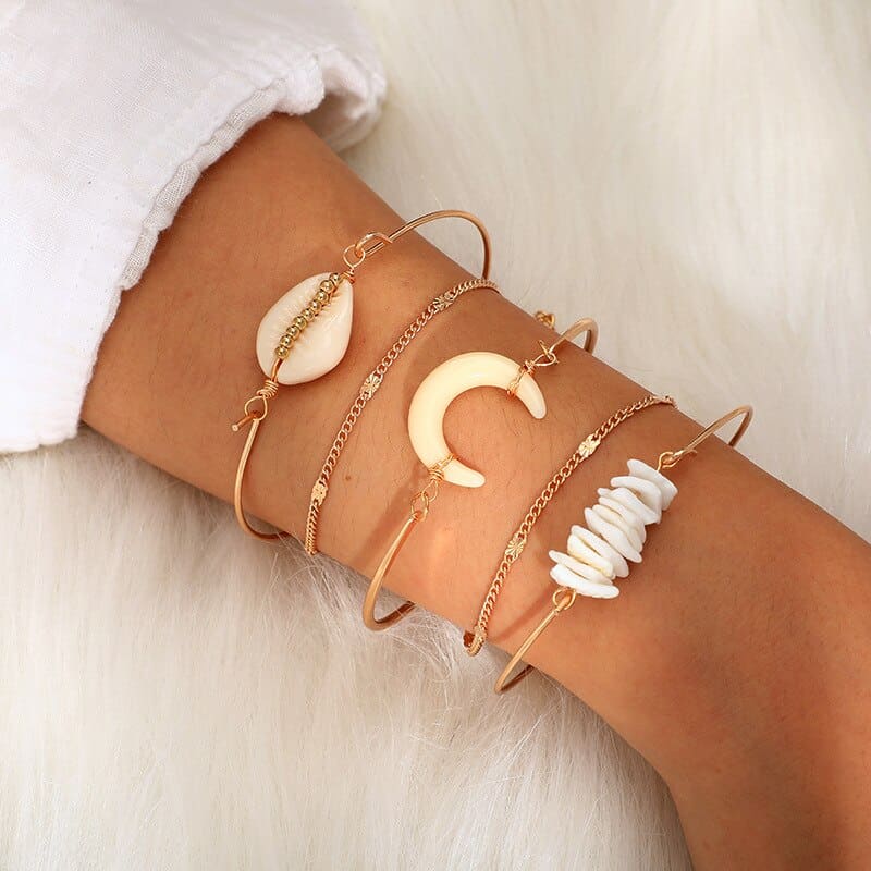 Bracciale Conchiglie Multipli 5 Pezzi Di Cauri